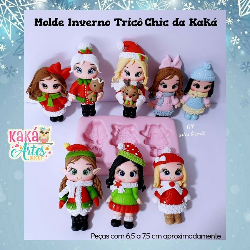 Molde de Silicon Inverno Trico Chic da Kaka