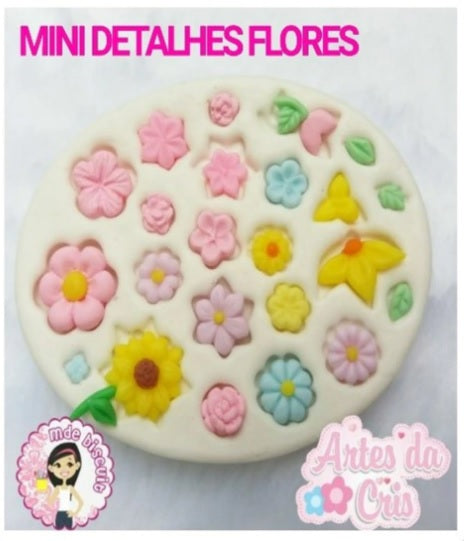 Molde de Silicon Mini Detalhes Flores AC