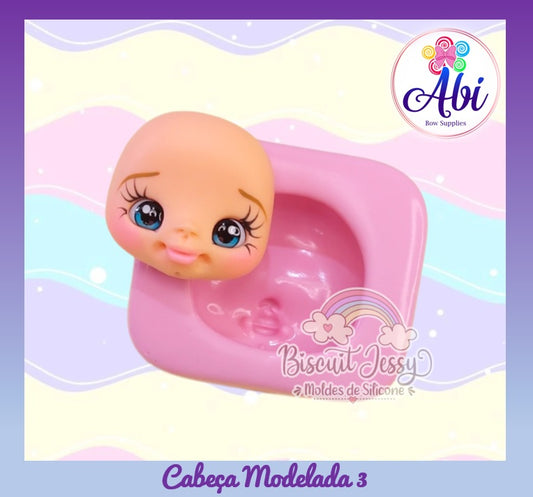 Molde de Silicon Cabeca Modelada 3 Biscuit Jessy