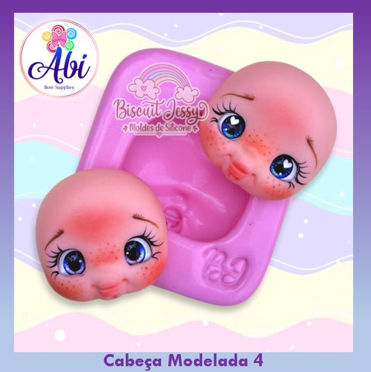 Molde de Silicon Cabeça Modelada 4 Biscuit Jessy