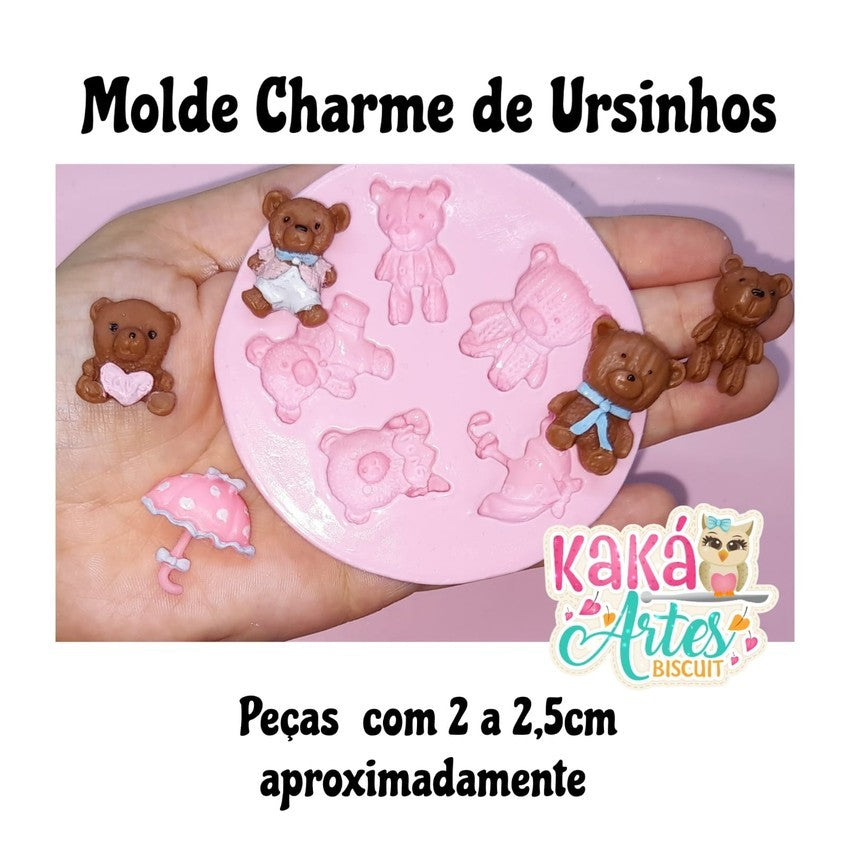 Molde de Silicon Charme de Ursinhos Kaka Artes