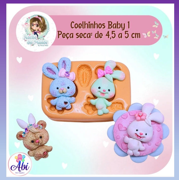 Molde de Silicon Coelhinhos Baby 1 AdM
