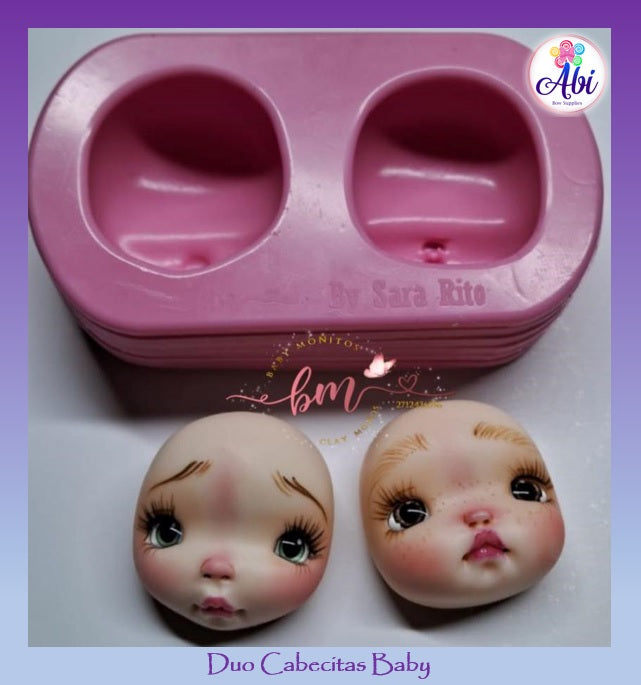 Molde de Silicon Duo Cabecitas Baby Sara Rito