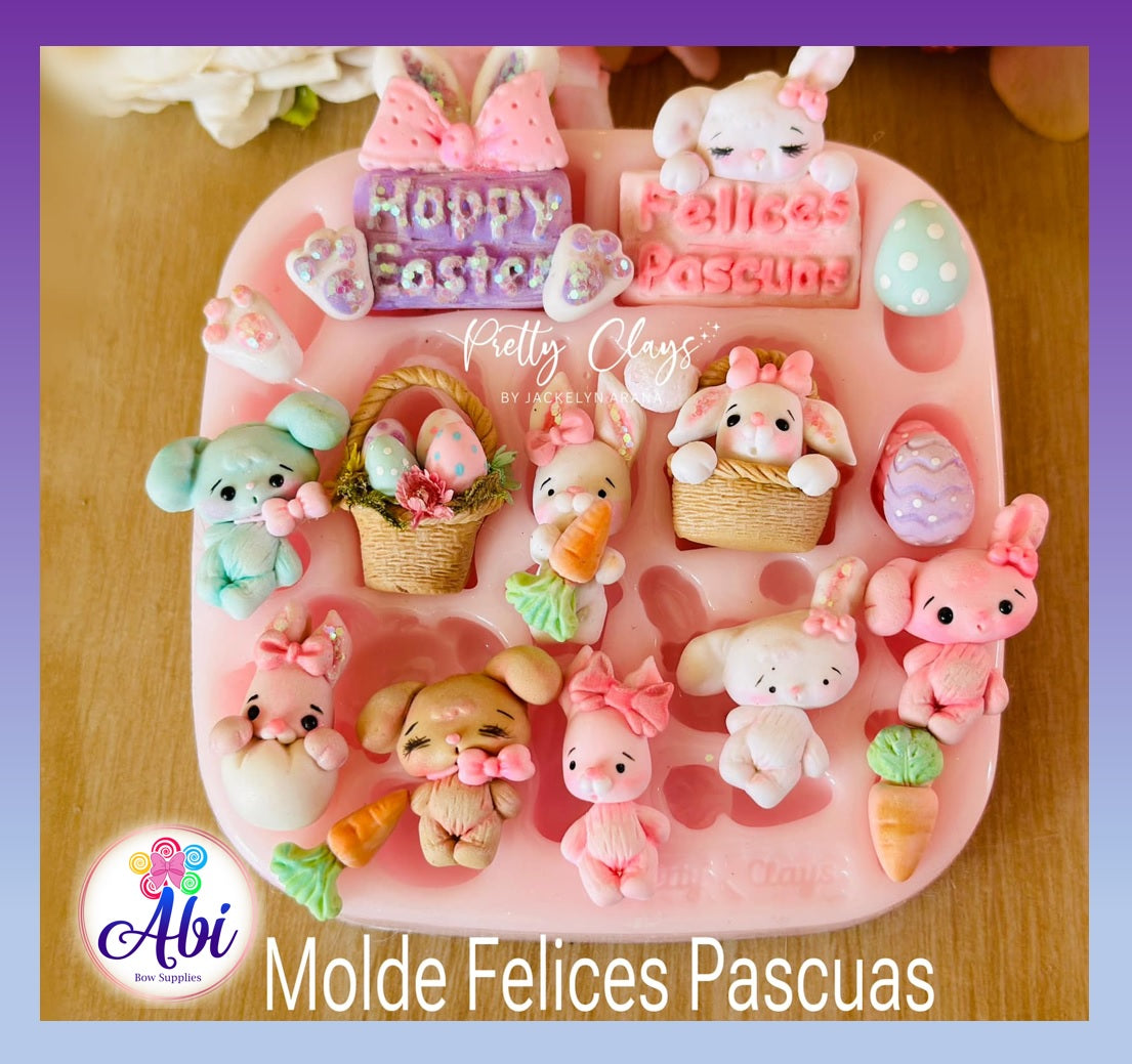 Molde de Silicon Felices Pascuas Pretty Clays