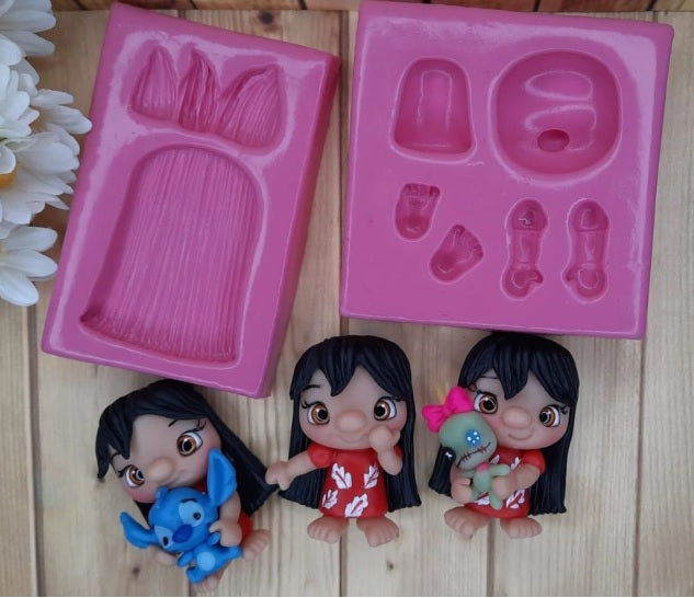 Molde de Silicon Lilo + Cabelo - Compuesto por 2 moldes