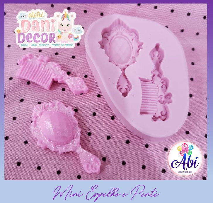 Molde de Silicon Mini Espelho e Pente / Mini Espejo y Peine ADD