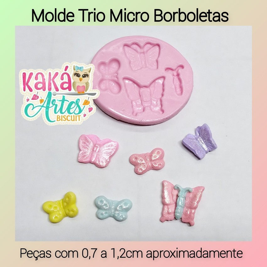 Molde de Silicon Trio Micro Borboletas/Mariposas Kaka Artes