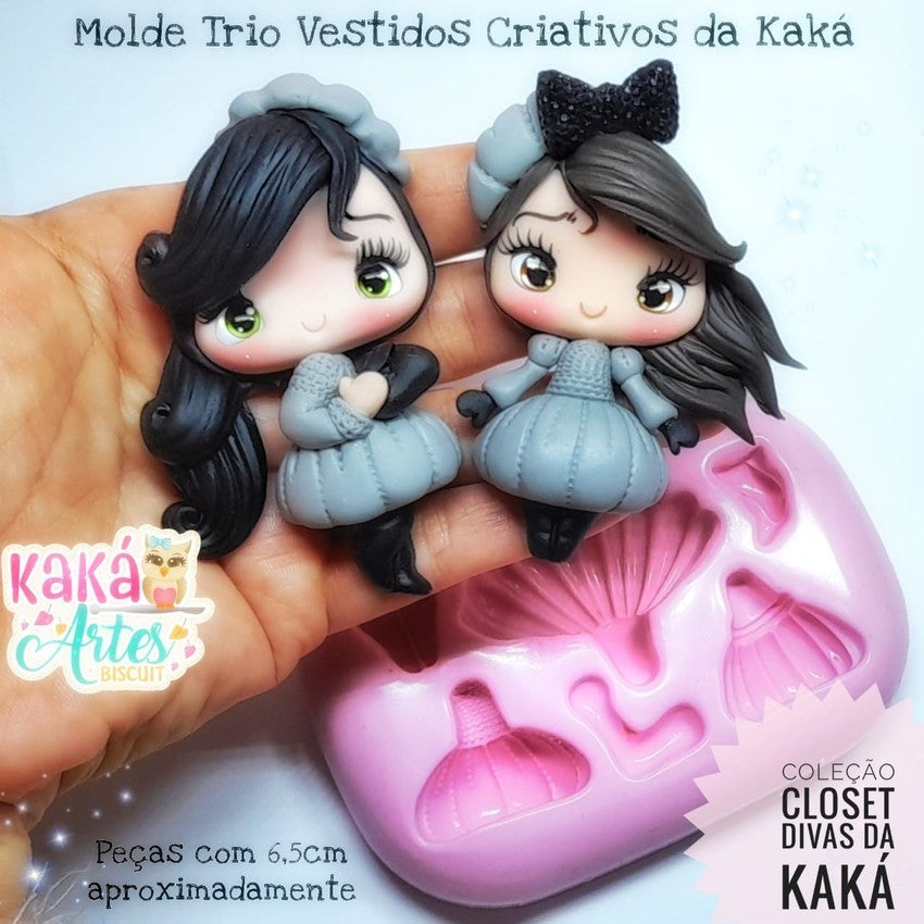 Molde de Silicon Trio Vestidos Criativos da Kaka