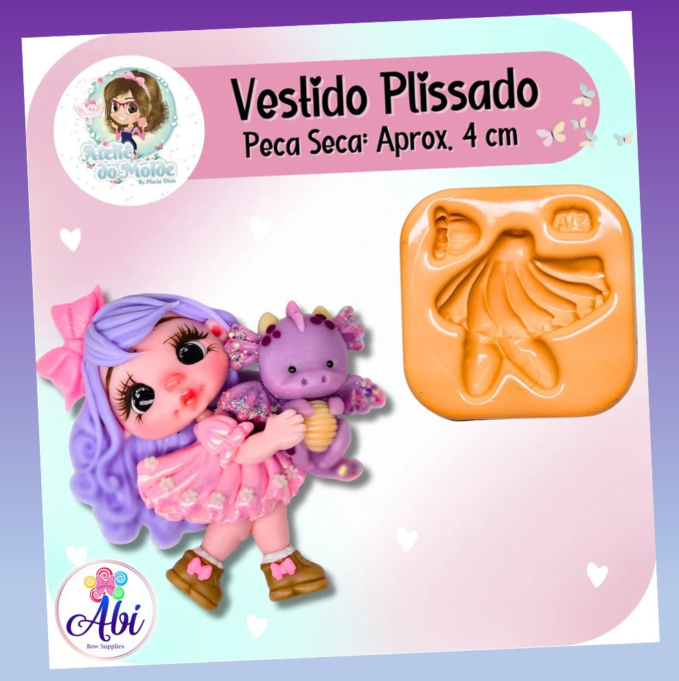 Molde de Silicon Vestido Plissado AdM