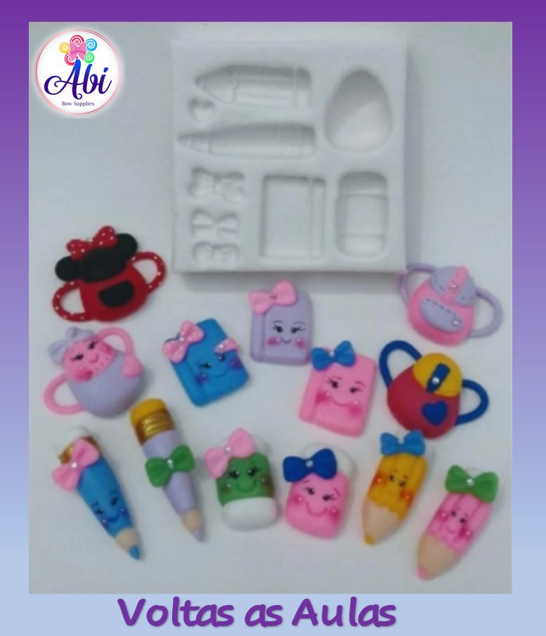 Molde de Silicon Voltas as Aulas (Vuelta a la Escuela) Artes da Cris