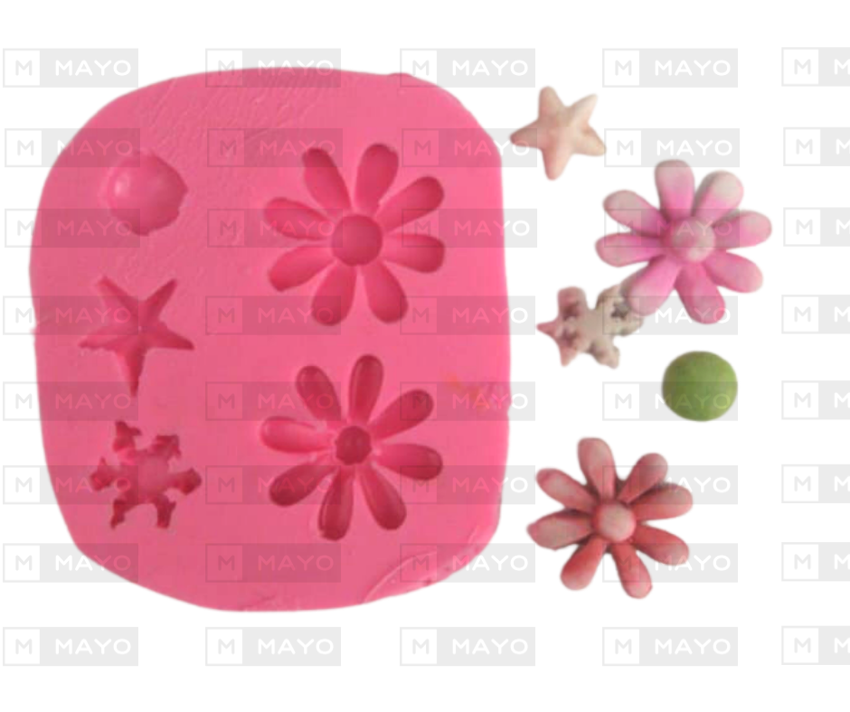 Molde de Silicon Flores, Estrella y Copo F266