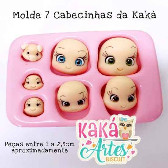 Molde de Silicon 7 Cabecinhas Kaka Artes.