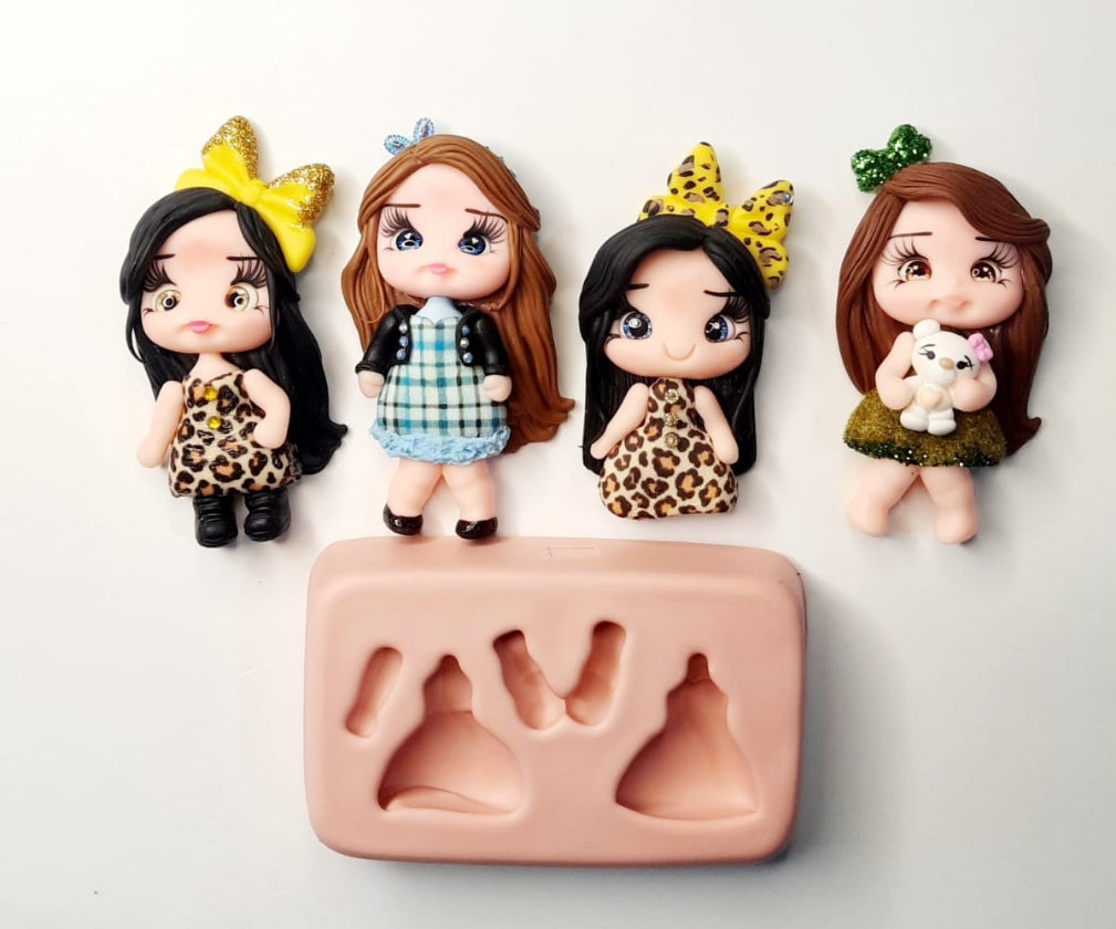 Molde de Silicon Vestidinhos Simples 2 Sandra Alves.