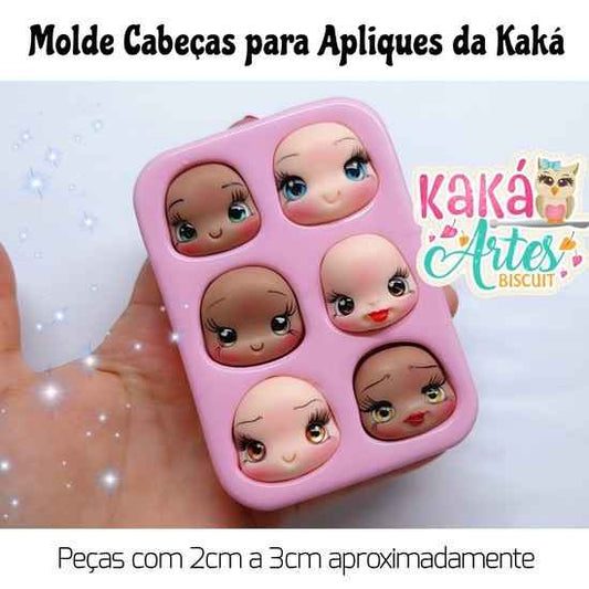 Molde de Silicon Cabeças para Apliques da Kaka.