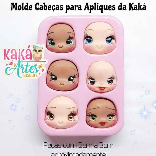 Molde de Silicon Cabeças para Apliques da Kaka.