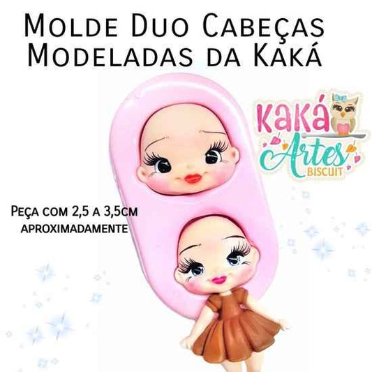 Molde de Silicon Duo Cabeças Modeladas da Kaka.