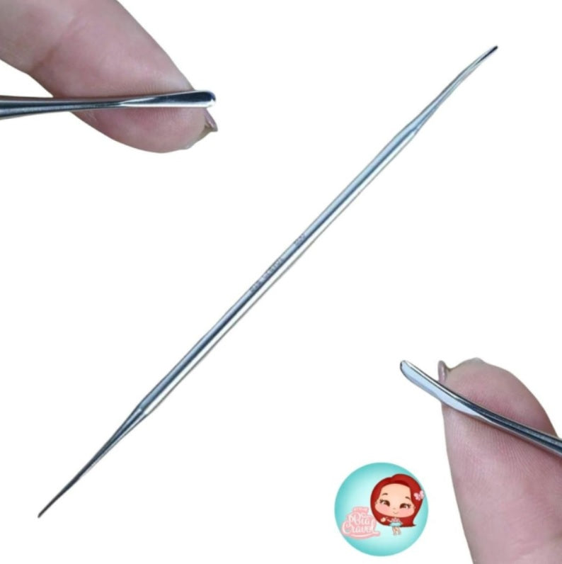 Herramienta de Acero Inoxidable Esteca fina achatada P e ponta curva E00