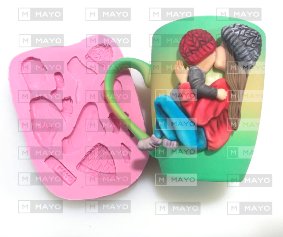 Molde de Silicon Mamá con Bebé F326