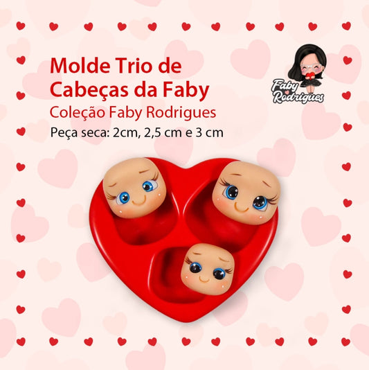 Molde de Silicon  Trio de Cabeças da Faby Faby Rodrigues.