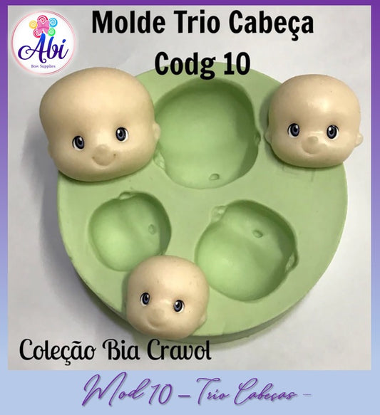 Molde de Silicon Trio de Cabecas mod10 BC