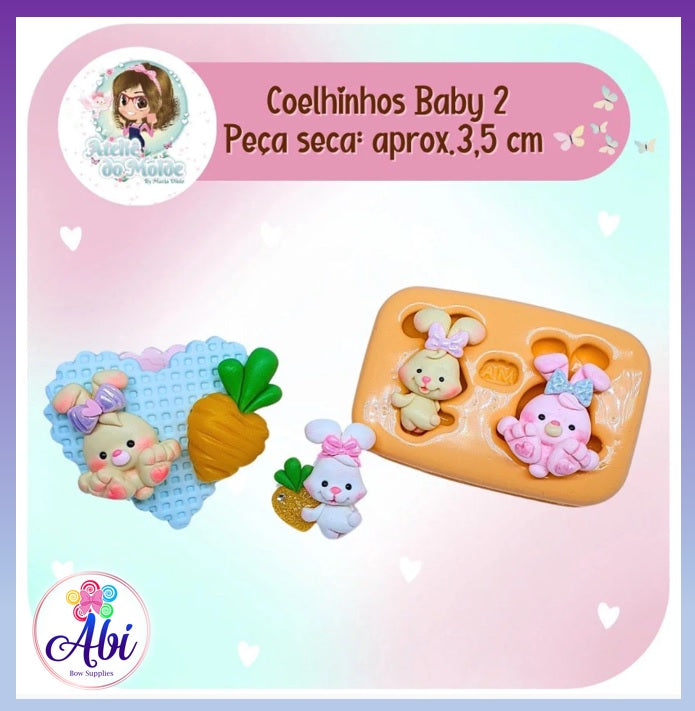 Molde de Silicon Coelhinhos Baby 2 AdM