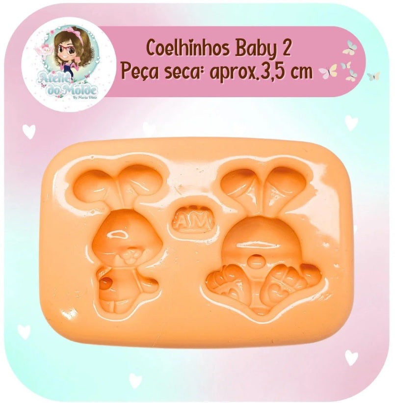 Molde de Silicon Coelhinhos Baby 2 AdM