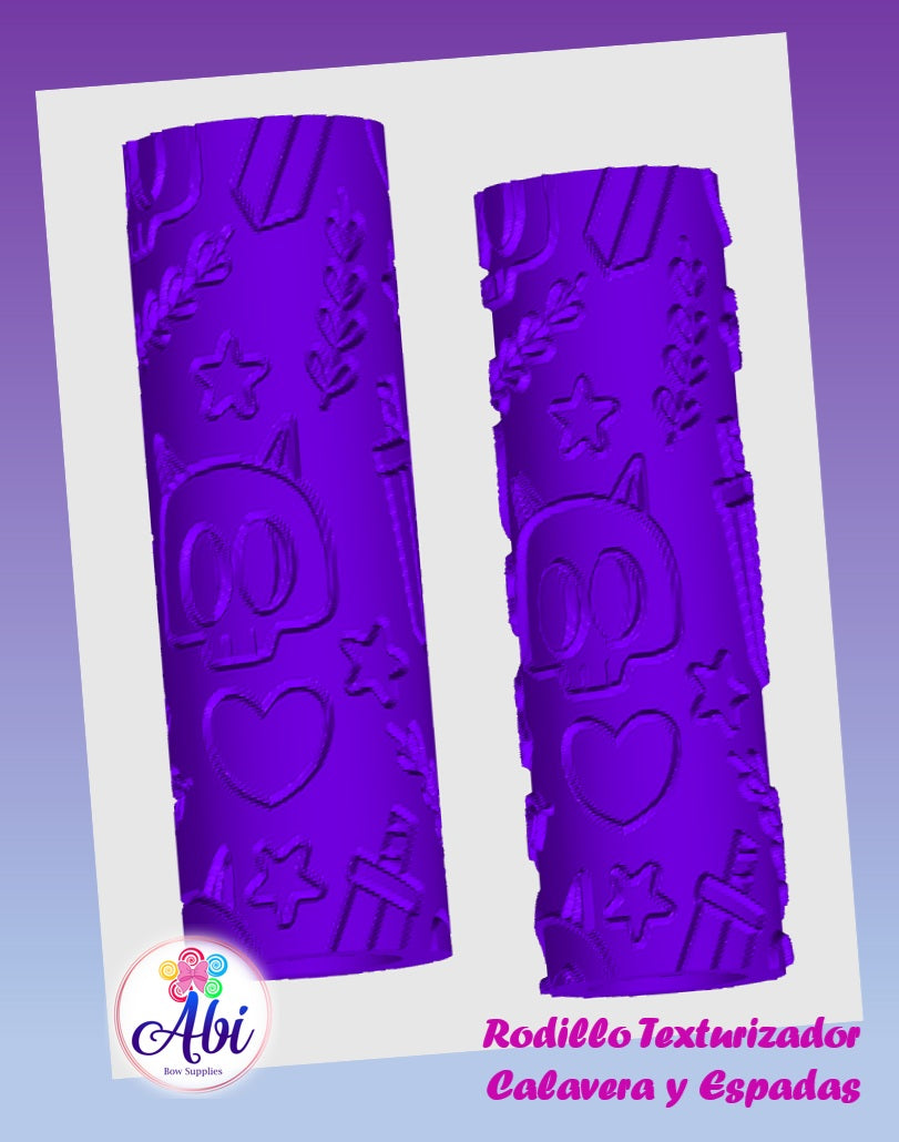 Rodillo Texturizador Calavera Espadas. Abi