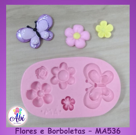 Molde de Silicon Flores e Borboletas MA536