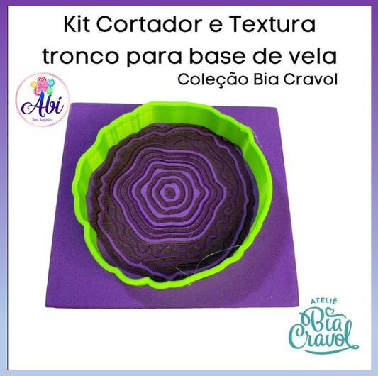 Kit Cortador e Textura tronco para base de vela BC