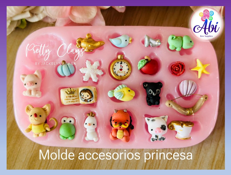 Molde de Silicon Accesorios Princesas Pretty Clays