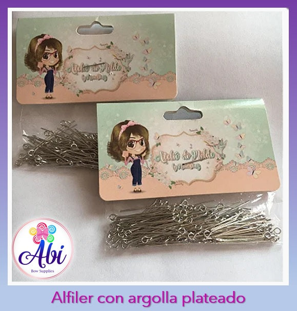 Alfiler con Argolla Plateado para Bisuteria AdM