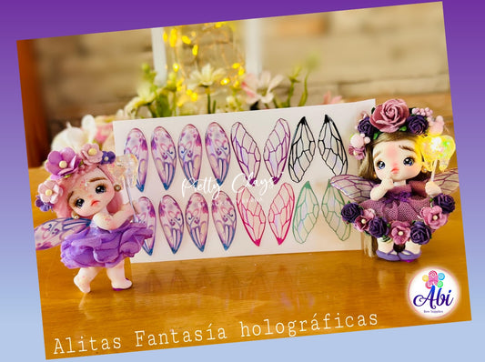 Alitas Resinadas Fantasia Holograficas. Eris Gonzalez/Pretty Clays