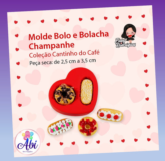 Molde de Silicon Bolo e Bolacha Champanhe. Faby Rodrigues