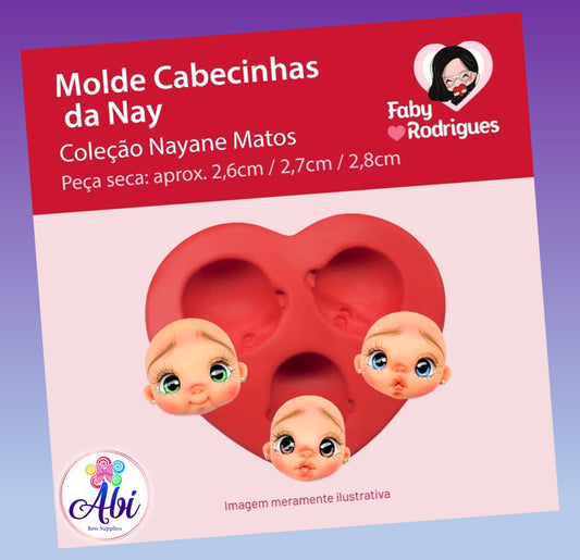 Molde de Silicon Cabecinhas da Nay. Faby Rodrigues