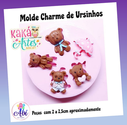Molde de Silicon Charme de Ursinhos Kaka Artes