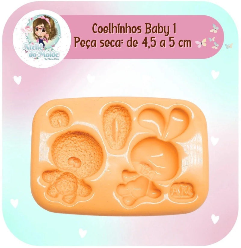 Molde de Silicon Coelhinhos Baby 1 AdM