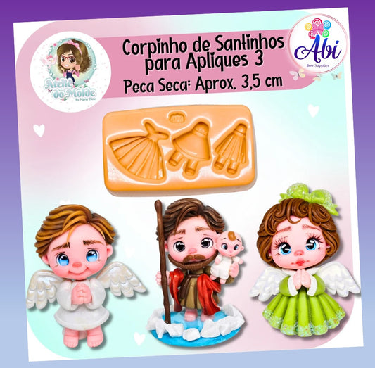 Molde de Silicon Corpinhos de Santinhos para Apliques 3 AdM