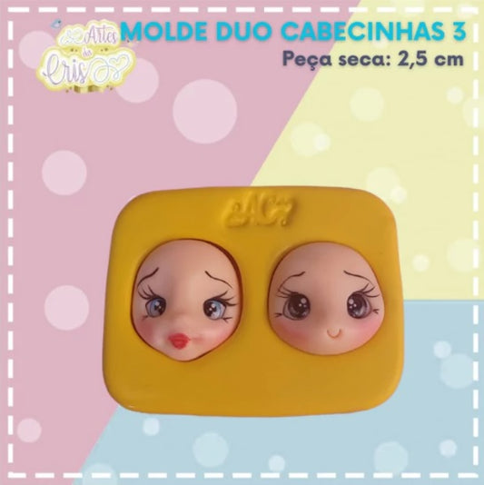 Molde de Silicon Duo Cabecinhas 3 AC