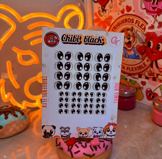 Cartera de Ojitos Chibi Black. Trigueros Flex/Tania Govi