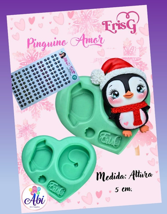Molde de Silicon Pinguino Amor. ErisGonzalez