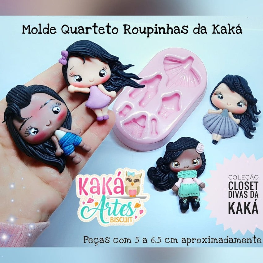 Molde de Silicon Quarteto Roupinhas da Kaka.
