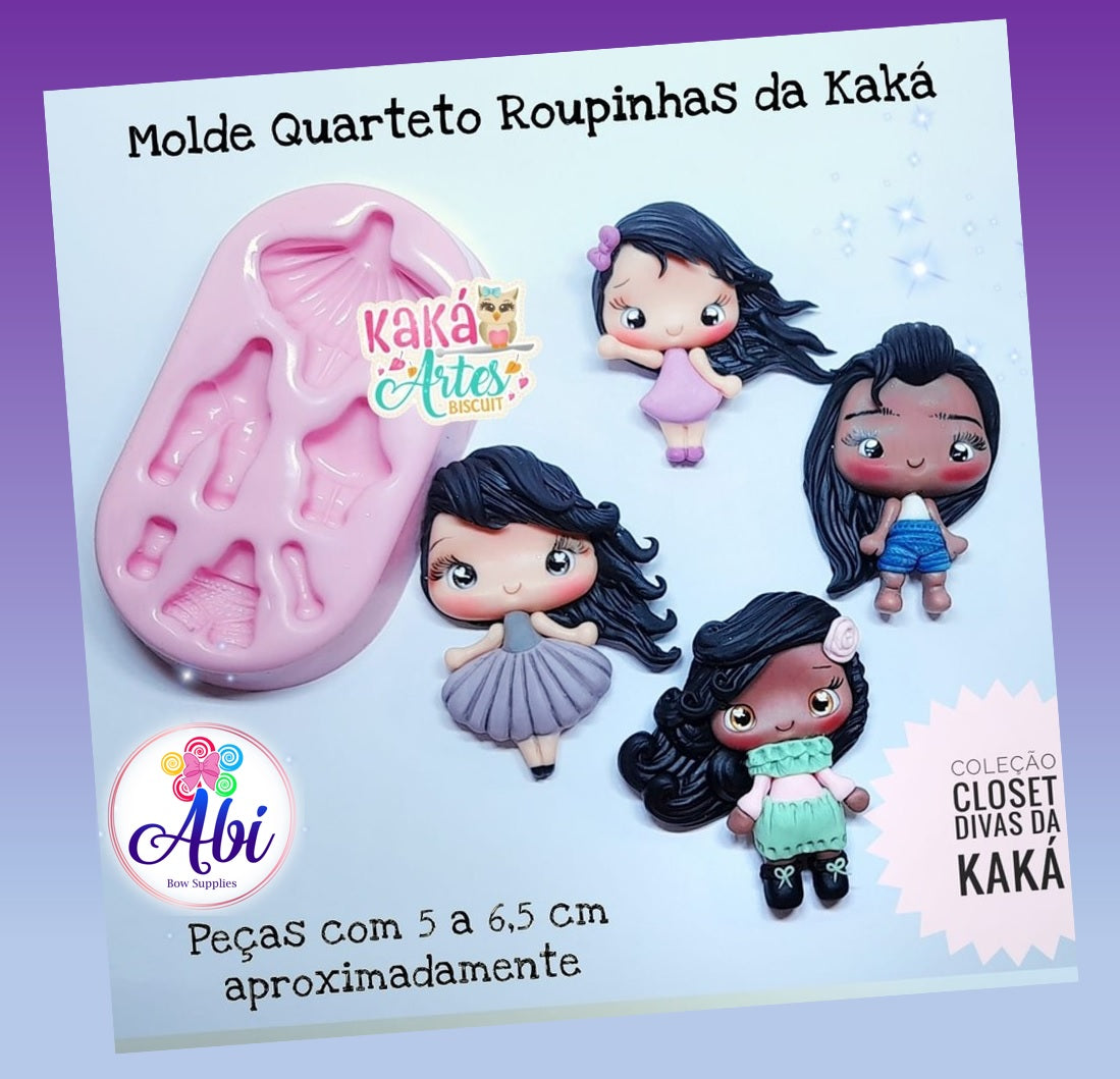 Molde de Silicon Quarteto Roupinhas da Kaka.