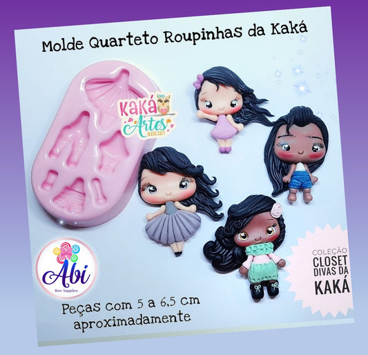 Molde de Silicon Quarteto Roupinhas da Kaka.