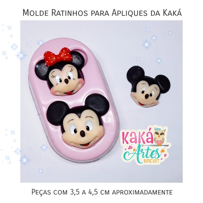 Molde de Silicon Ratinhos para Apliques da Kaka. (Mickey y Minnie)