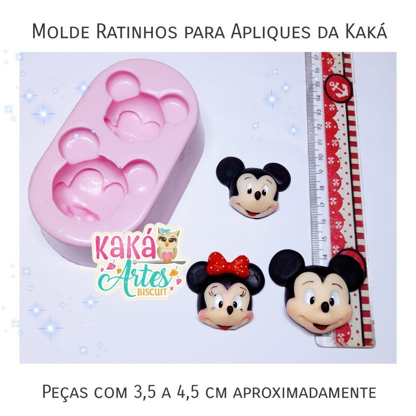 Molde de Silicon Ratinhos para Apliques da Kaka. (Mickey y Minnie)