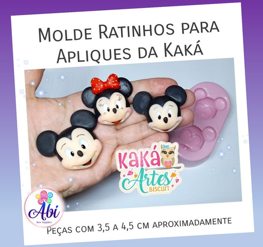 Molde de Silicon Ratinhos para Apliques da Kaka. (Mickey y Minnie)
