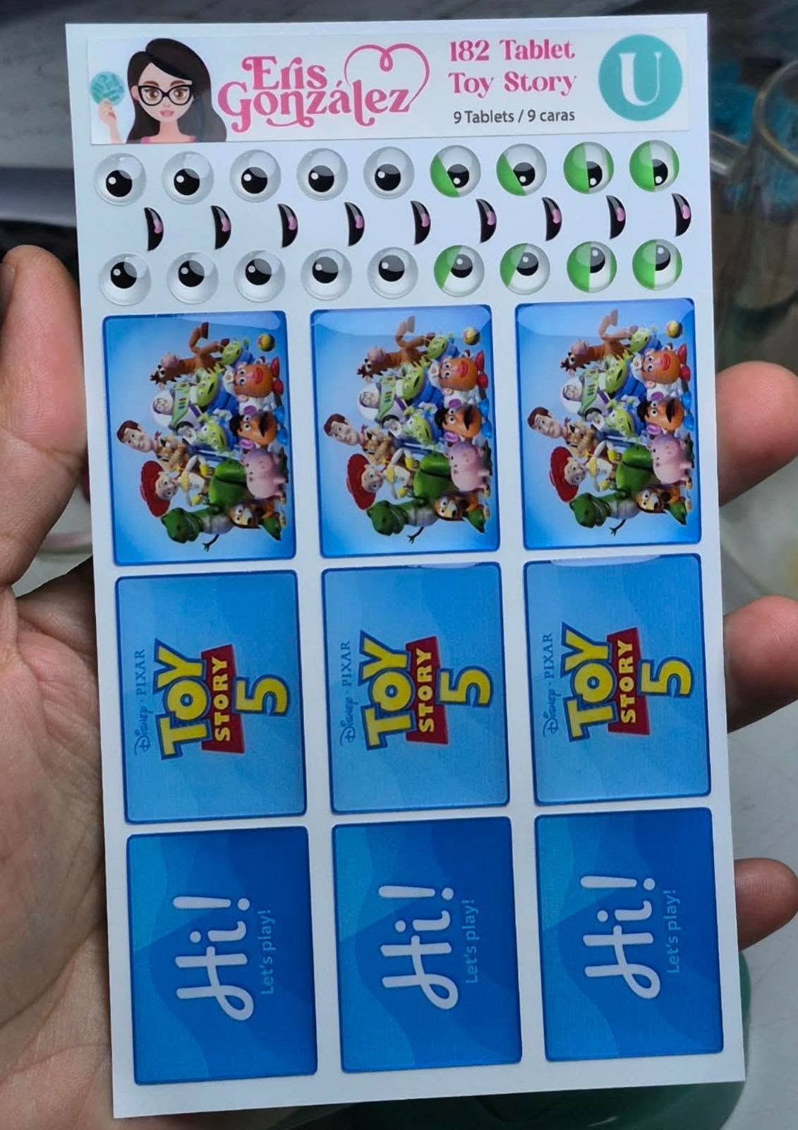 Carterita de Ojitos y Stickers Resinados Tablet #182 U