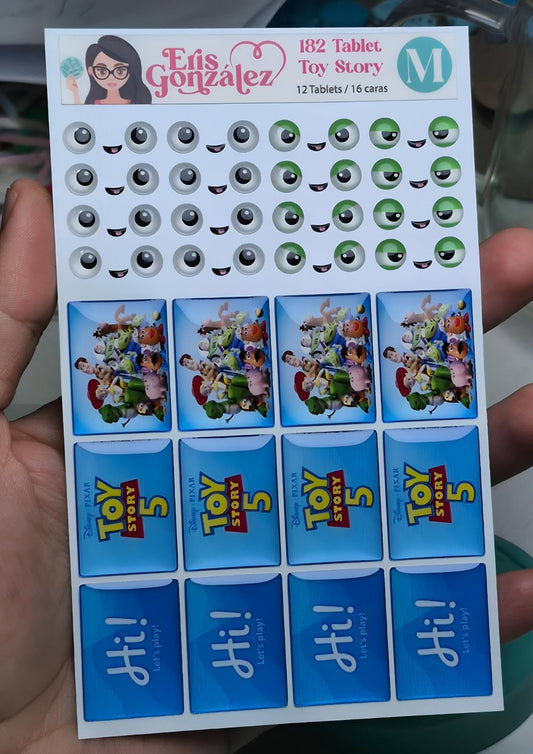 Carterita de Ojitos y Stickers Resinados Toy Story #182 M