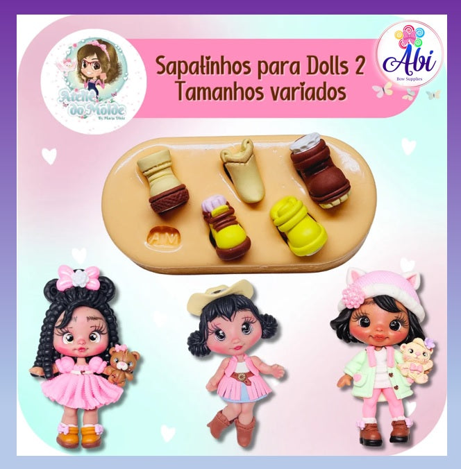 Molde de Silicon Sapatinhos para Dolls 2 AdM