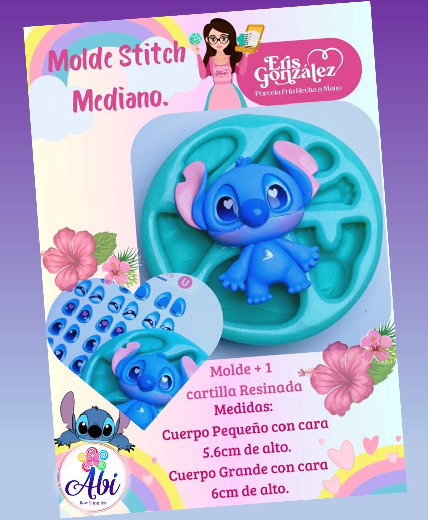 Molde de Silicon y Cartilla Resinada Stitch Mediano Eris Gonzalez